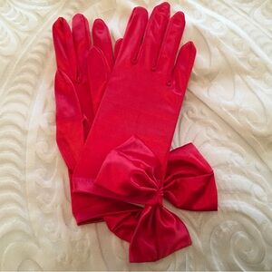 Elegant Red Satin Gloves